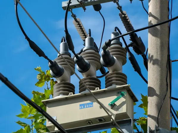 Pole-mounted transformer on the incoming supply
