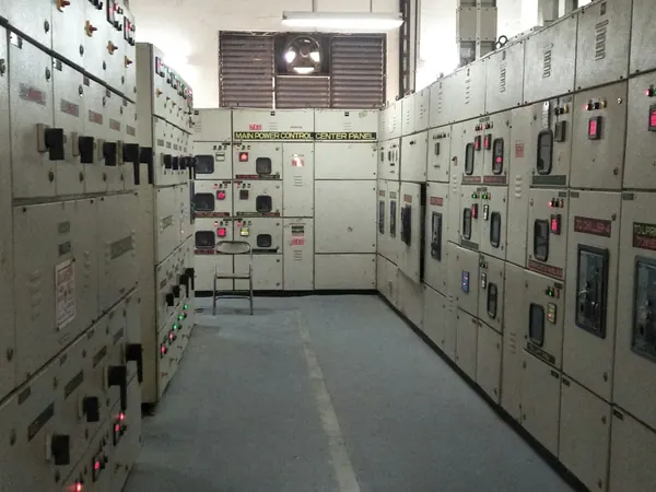Switchgear room lined with distribution panels