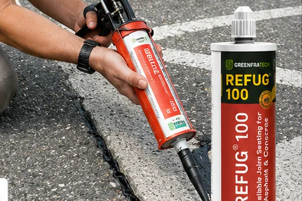 REFUG 100 cartridge and dispenser sealing a joint in a road surface