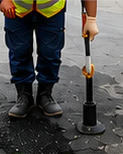Compacting the finished repair with a hand tamper
